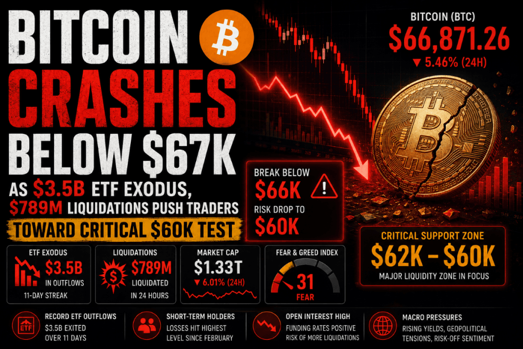 Iran-US Strikes Trigger Bitcoin Crash Below 67K